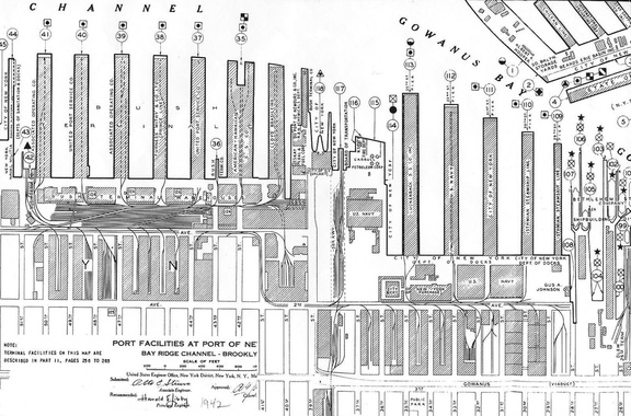 The Bush Railroad Terminal map in New York City, circa 1942.