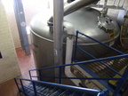 Going down to the main brewhouse floor.