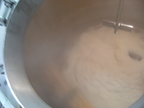 Both steam valves wide open with the wort coming to a boil in the brew kettle.