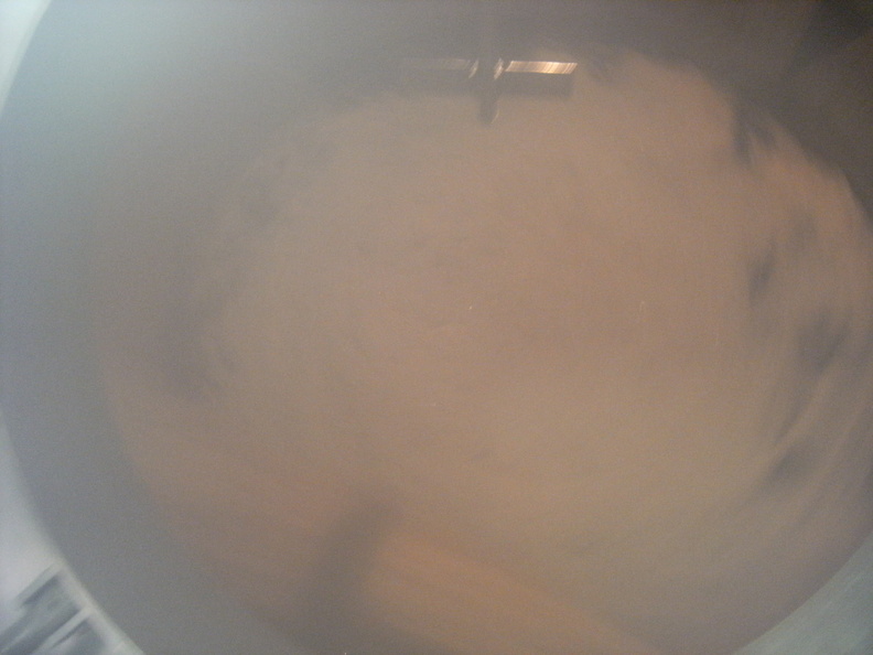 Both steam valves wide open with the wort coming to a boil in the brew kettle.