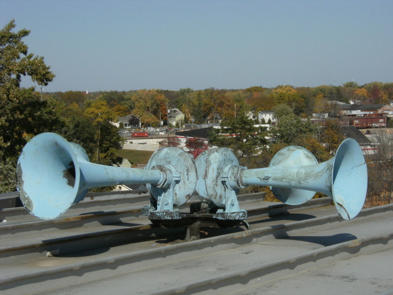 The air horns that were sounded daily years ago at 7:00a.m, 12:00 noon and 3:00p.m.