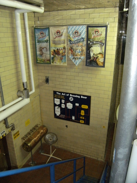 Looking down at the main brew house floor.