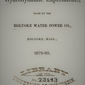 HOLYOKE HYDRODYNAMIC EXPERIMENTS ON TURNINE WATER WHEEL CONTRAPTIONS.