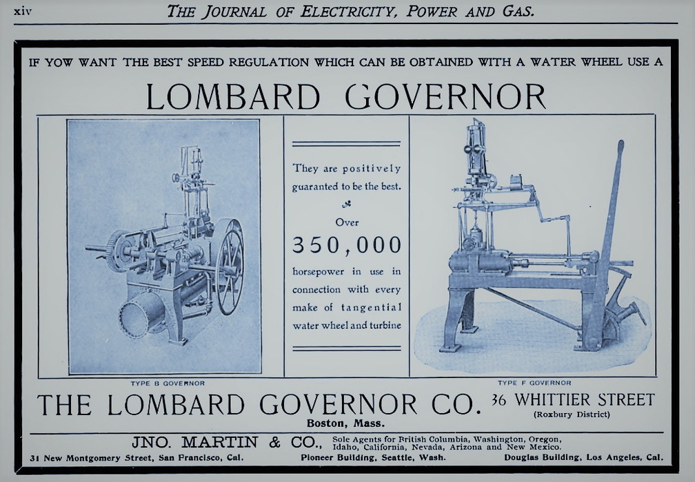 A LOMBARD GOVERNOR COMPANY ADVERTISEMENT FROM 1902.