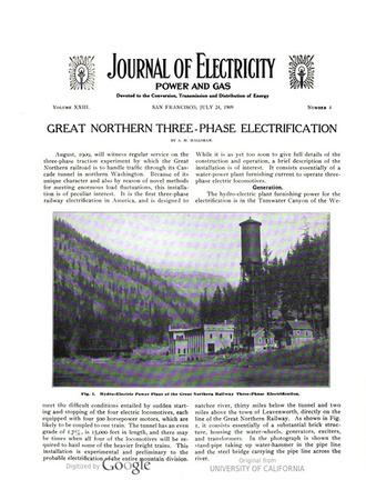 GREAT NORTHERN THREE-PHASE ELECTRIFICATION PROJECT.