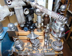 A one-of-a -kind jet engine fuel control parts display.