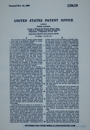 PATENT 2,350,139 PAGE 1.  AIRCRAFT ENGINE CONTROL SYSTEM.