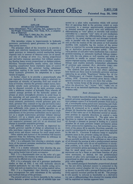 Rufus Oldenburger also worked at the Woodward Governor Company for a few years. Rufus was a consulting engineer for several companies over the decades. If you Google Rufus Oldenburger you can read all the hydraulic engineering history he made. Page 1.jpg