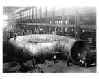 An Allis-Chalmer Company's Plate Steel Spiral Casting for 70,000 hourse-powered Niagara Falls hydraulic turbine unit.