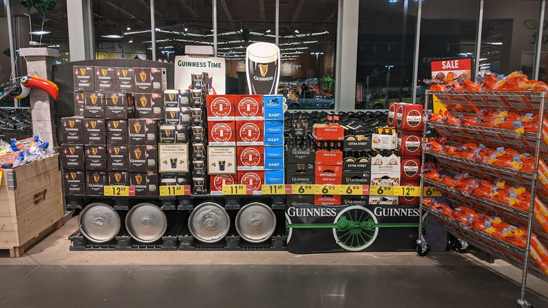 A Saint Patrick's Day Beer Display.