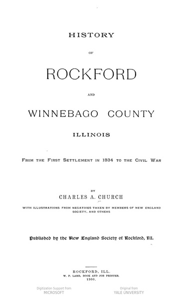 HISTORY OF ROCKFORD AND WINNEBAGO COUNTY, ILLINOIS, U.S.A.