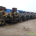 Vintage diesel engines lined up.