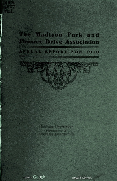 The Madison Park and Pleasure Drive Association Annual Report for 1910.