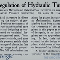 SPEED REGULATION OF HYDRAULIC TURBINES.