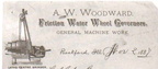 Letterhead showing Elmer Woodward's  Lathe-Centre Grinder Contraption.