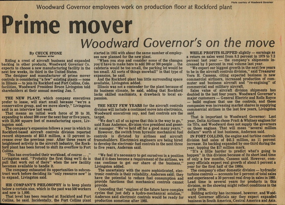 Documenting the evolution of the Woodward Governor Company.