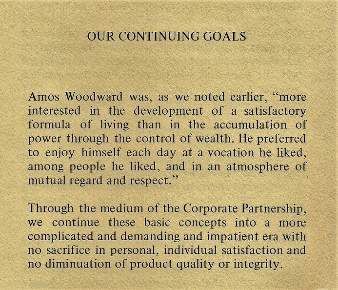 The Woodward Company's continuing goals.