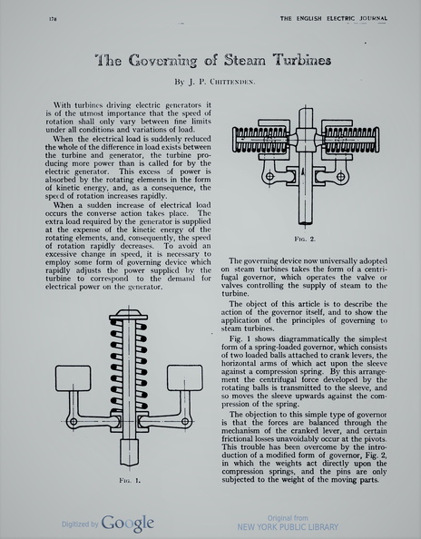 The Governing of Steam Turbines.