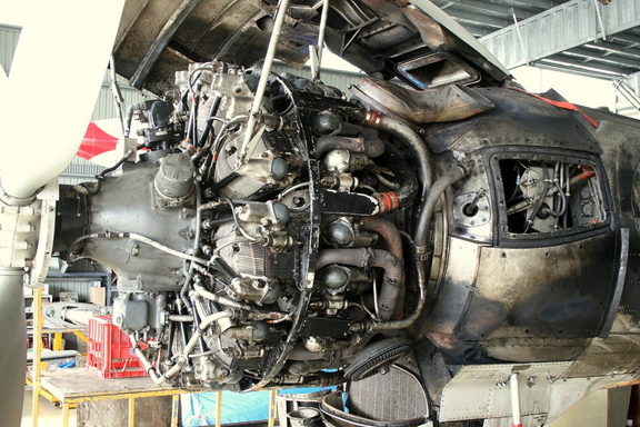 A Pratt & Whitney R3350 series engine in a Super Connie aircraft.
