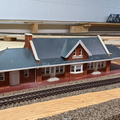 A train station added to the model railroad.