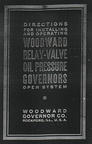 The first Woodward hydraulic water wheel governor catalogue from 1912.
