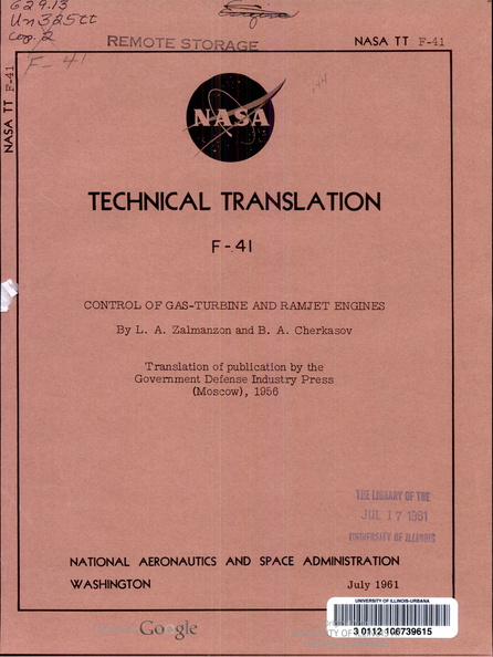 CONTROL OF GAS TURBINE AND RAMJET ENGINES.