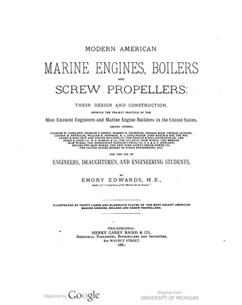 MODERN AMERICAN MARINE ENGINES, BOILERS AND SCREW PROPELLERS.