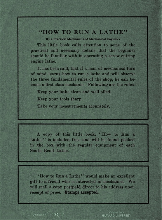 HOW TO RUN A LATHE.