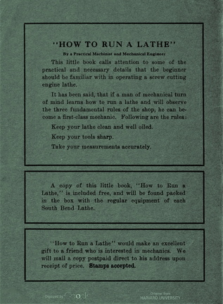 HOW TO RUN A LATHE.