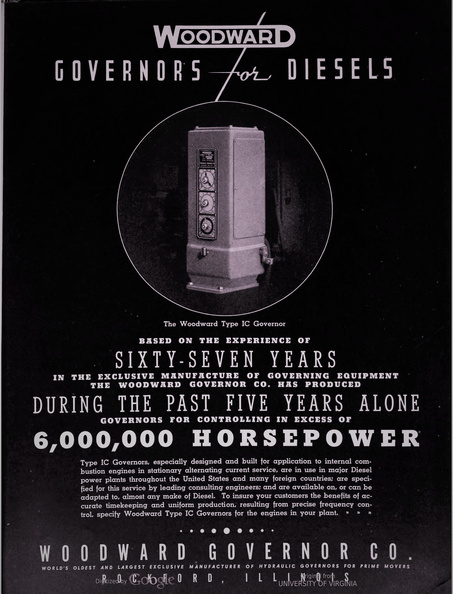 The Woodward Governor Company's first diesel engine governor.  The IC type patented in 1932.