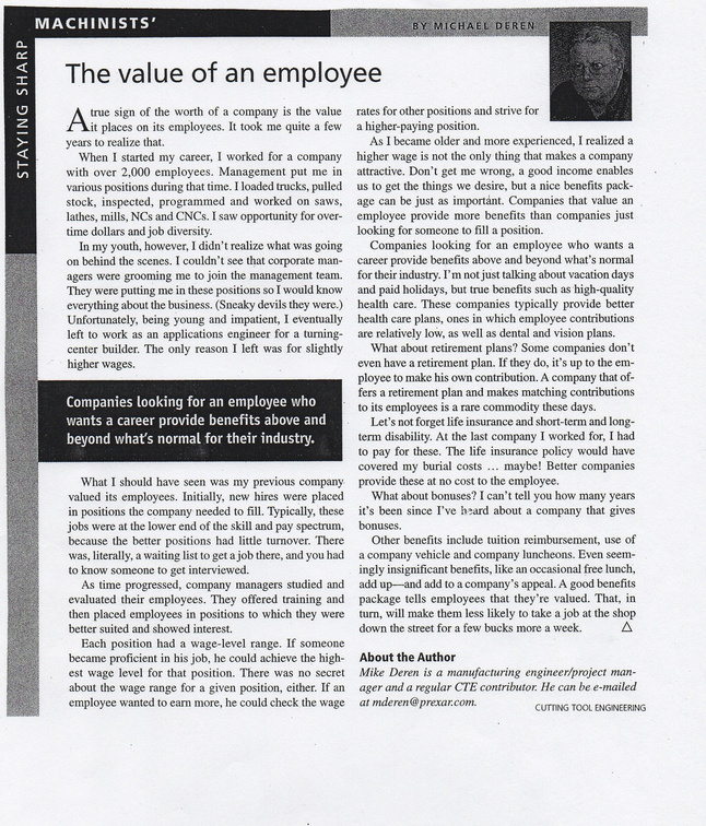 The Value of an Employee.