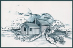A drawing of the Woodward Governor Company's Mill House in Stevens Point, Wisconsin.