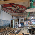 2 vintage Stevens Point Brewery signs made into brewery garage shelving made into ceiling art.
