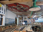 2 vintage Stevens Point Brewery signs made into brewery garage shelving made into ceiling art.
