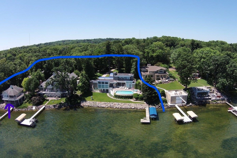The blue line was part of the original 4 acres of land Mr. Pharo owned. The house with the pool was Brad's Dad's lake house on the shore of Lake Mendota in Madison, Wisconsin. Brad's Wisconsin property history project. 4.jpg