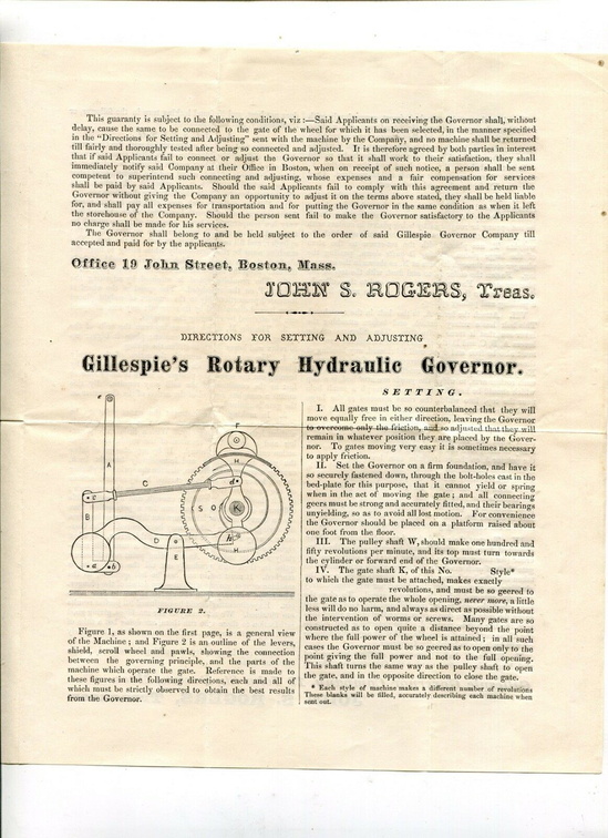 The Gillespie Governor Company History.