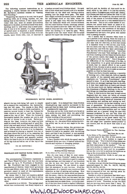 The New 1887 Woodward Friction Water Wheel Governor.