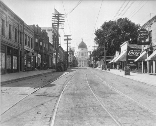 View of King Street toward the third Wisconsin State Capitol.