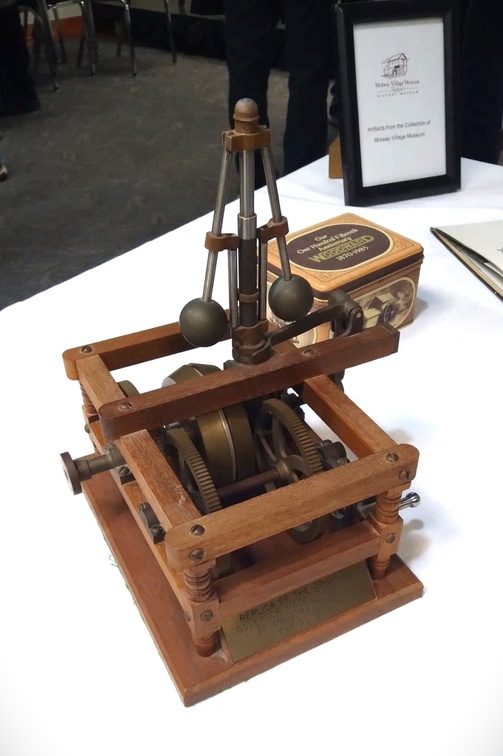 A replica patent model of the Amos W. Woodward governor patent number 103,813, May 31, 1870.