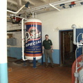 Brewer Brad in the 1872 built engine room next to the amonnia holding tank for the cooling systems.