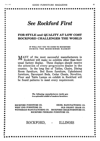 See Rockford First FOR STYLE and QUALITY AT LOW COST ROCKFORD CHALLENGES THE WORLD.