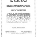 See Rockford First FOR STYLE and QUALITY AT LOW COST ROCKFORD CHALLENGES THE WORLD.