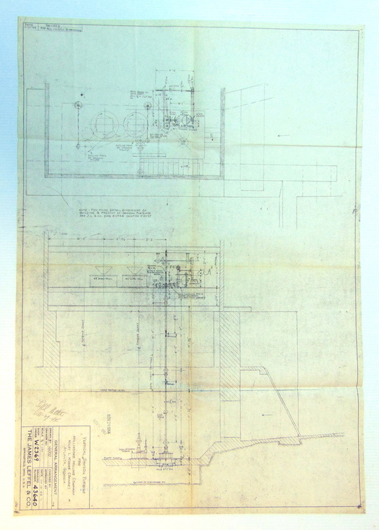 A James Leffel Water Wheel blueprint number 43640, circa 1944.