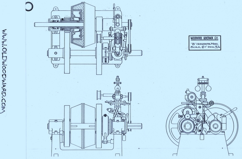 The Woodward"size B" horizontal compensating water wheel governor.