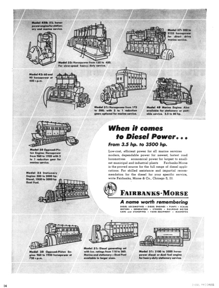 Fairbanks-Morse diesel engines all equipped with Woodward governor systems since 1935.