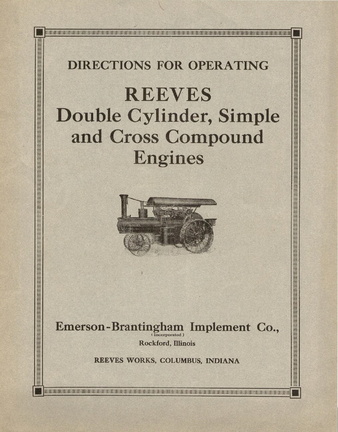 Directions for operating the Reeves Compond Engines.