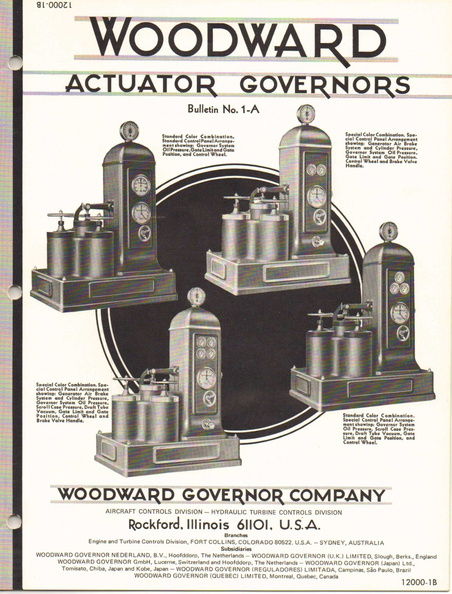 The Woodward Type"A" Actuator Governors installed at the Safe Harbor Hydro Power House.