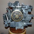 Brad's whimsical display of a Woodward CFM56-2 jet engine fuel control governor system with a Water Wheel Governor Gate Dial.