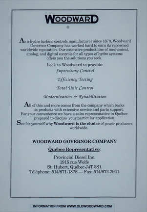 Woodward...A Leader in the Hydro-electric Power Control Industry.