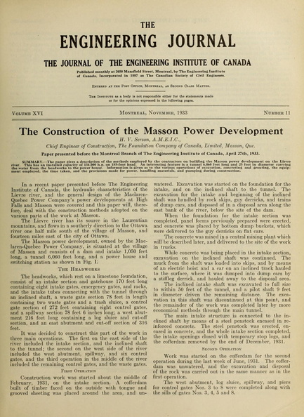 The Construction of the Masson Hydro Power Development.